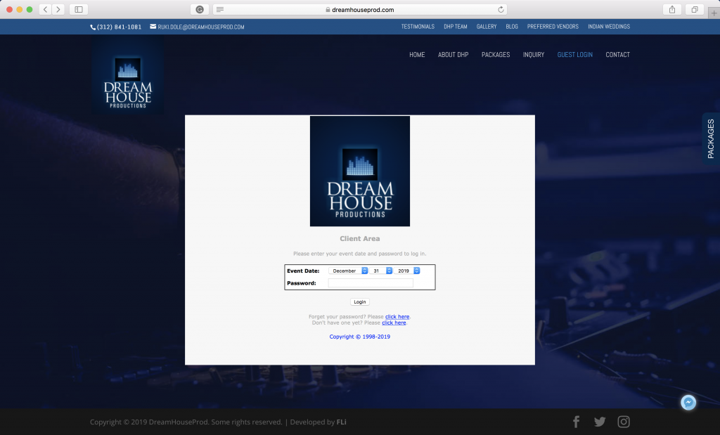 Dream House Productions: Login Page